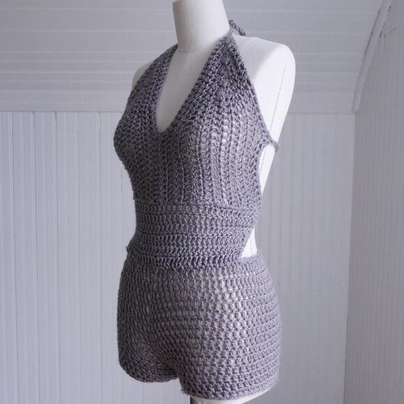Hello! Silver‎ sparkle crocheted romper - Picture 8 of 8
